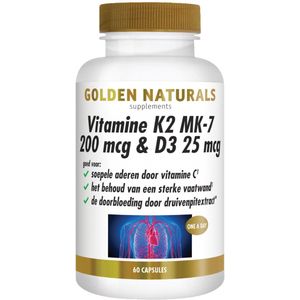 Golden Naturals - Vitamine K2 200 mcg & D3 25 mcg - 60 Vegacapsules