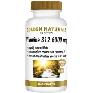 Golden Naturals - Vitamine B12 - Vegan - 6000mcg - 180 Zuigtabletten