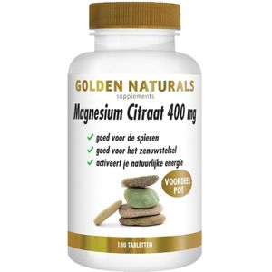 Golden Naturals - Magnesium Citraat - 400mg - Vegan - 180 Tabletten