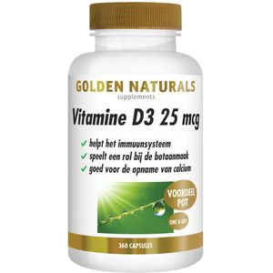 Golden Naturals - Vitamine D3 - 25mcg - 360 Softgels