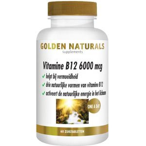 Golden Naturals - Vitamine B12 - Vegan - 6000mcg - 60 Zuigtabletten