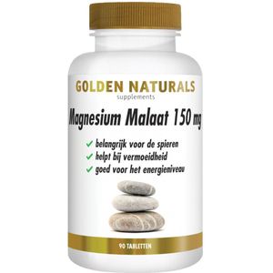 Golden Naturals - Magnesium Malaat - 150 mg - 90 Tabletten