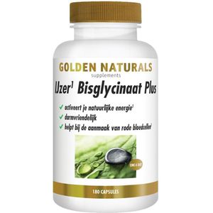 Golden Naturals IJzer Bisglycinaat Plus - 180 Vegacapsules