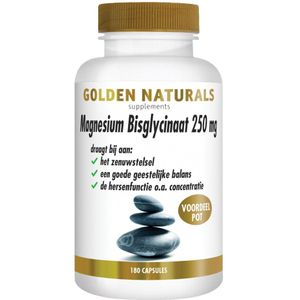 Golden Naturals - Magnesium Bisglycinaat - 250mg - 180 Vegacapsules
