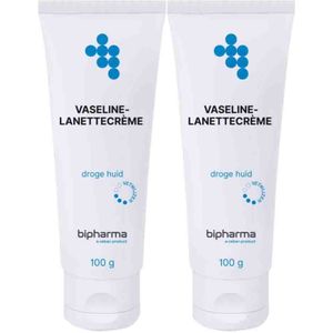 Bipharma - Vaseline Lanettecrème - 100 gr - Rijke Basiscrème - Voor Huidverzorging