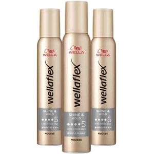 Wella - Flex Mousse Shine & Hold - Voordeelverpakking - 3 x 200 ml