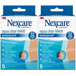 Nexcare - Aqua Clear Maxi Waterproof - Pleisters - Transparant - 60 mm x 88 mm - 5 stuks