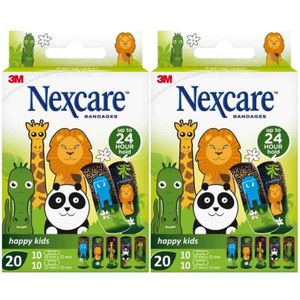 Nexcare - Happy Kids Dieren - Pleisters - 20 Stuks - Kleurrijke Dierenprints