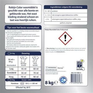 Robijn - Professional - Wasmiddel Poeder - Gekleurde Was - 8 kg - 180 Wasbeurten