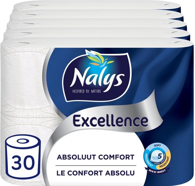 Nalys - Excellence Maxi-Vel - Toiletpapier - 5-Laags - 5 x 6 stuks - Voordeelverpakking