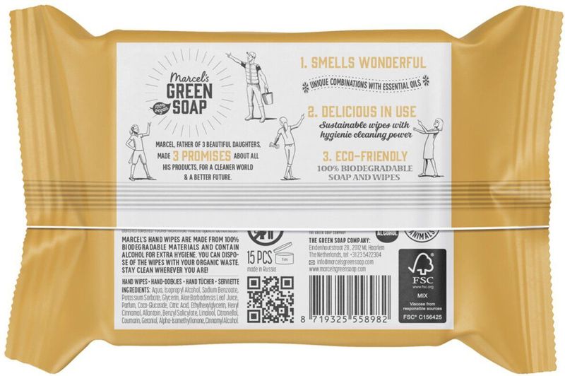 Marcel's Green Soap - Handdoekjes - Vanille en Kersenbloesem - 15 Stuks