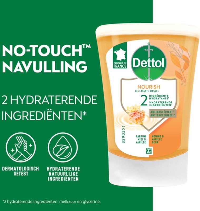 Dettol - No-Touch Handzeep Refill - Extra Care Honey & Sheabutter - 3 x 250 ml - Voordeelverpakking