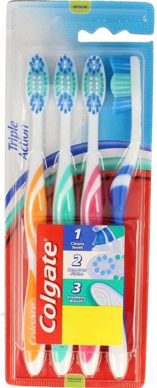 Colgate - Tandenborstel Triple Action Medium - Voordeelverpakking - 3 x 4 stuks