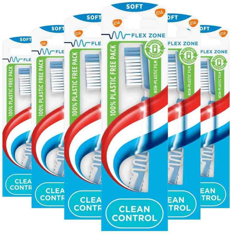 Aquafresh - Clean Control Soft - Tandenborstel - 6x - Flexibele Zone