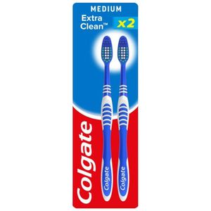 Colgate - Tandenborstel Extra Clean Medium - 2 Stuks - Met Tongborstel