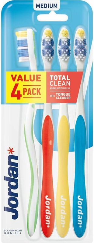 Jordan - Total Clean - Tandenborstel - 4-pack - Medium