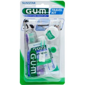GUM - Travel Kit - Tandenborstel - Mini Tandpasta - Flos - Soft-Picks