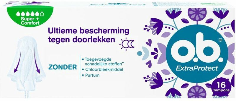 o.b. - Extra Protect Super Plus - Tampons - Voordeelverpakking - 6 x 16 stuks