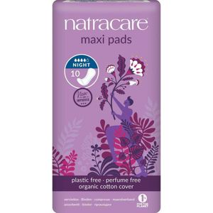 Natracare - Maandverband Maxi Pads Nacht - 10 Stuks - Biologisch Afbreekbaar