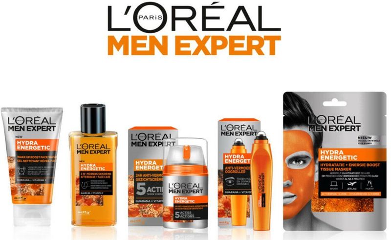 L'Oréal Men Expert - Hydra Energetic - Gezichtsmasker - Oranje - 3 Stuks