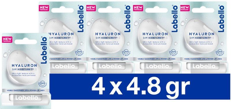 Labello - Lippenbalsem - Hyaluron - 4x - Hydrateert en Verzorgt