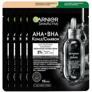 Garnier - SkinActive Tissue - Gezichtsmasker - Zwart - 5x