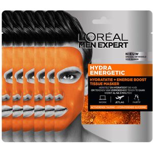 L'Oréal Men Expert - Hydra Energetic - Gezichtsmasker - Oranje - 6x