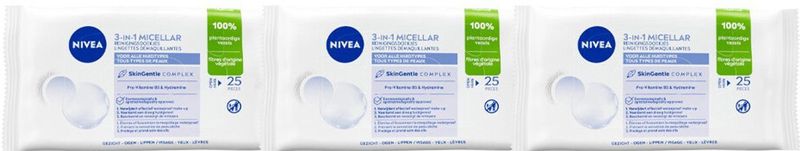 NIVEA - Micellair Reinigingsdoekjes - 3x 25 Stuks - Gezichtscleansers