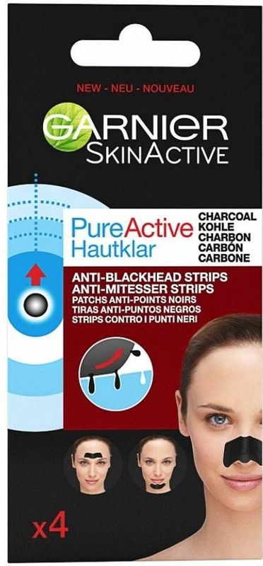Garnier - SkinActive Pure Active Charcoal - Neusstrips - 4 Stuks - Anti Mee-eters