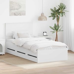 Bedframe zonder matras 90x200 cm stof blauw