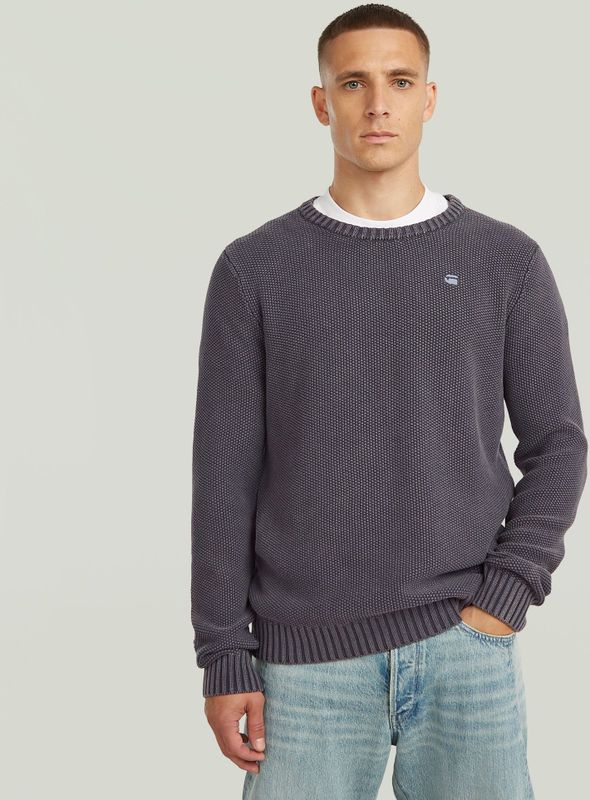 Garment Dyed Structure - Gebreide Trui - Donkerblauw - Heren