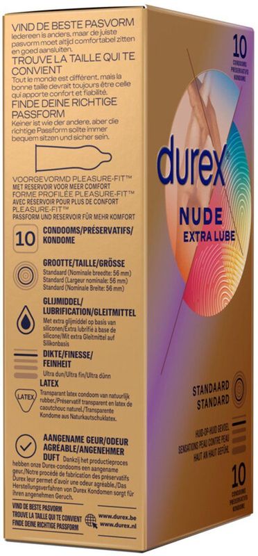 Durex Condooms Nude Extra Lube - 2 x 10 stuks - Voordeelverpakking