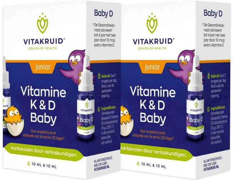 Vitakruid - Baby Vitamine K & D - 2x 10 ml - Speciaal voor Baby's en Kinderen tot 4 Jaar