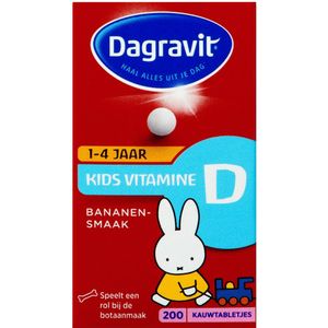 Dagravit - Kids Vitamine D - Kauwtabletten - 200 Stuks - Bananensmaak