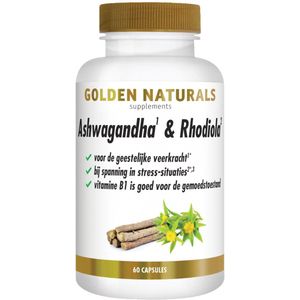 Golden Naturals - Ashwagandha & Rhodiola - 60 Vegacapsules