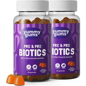 Yummygums - Pre & Pro Biotics - 60 Gummies - Ananas-sinaasappelsmaak - 3 Miljard Bacteriën