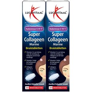 Lucovitaal - Collageen Marine - Bruistabletten - Aardbei-Rabarber Smaak - 20 Bruistabletten