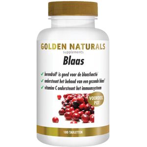 Golden Naturals - Blaas Vegan - 180 Tabletten - Rijk aan Vitamine C - Cranberry