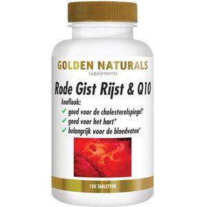 Golden Naturals - Rode Gist Rijst & Q10 - Vegan - 120 Tabletten