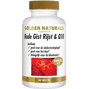 Golden Naturals - Rode Gist Rijst & Q10 - Vegan - 360 Tabletten