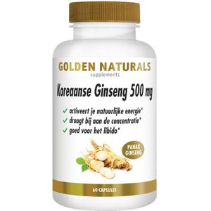 Golden Naturals - Koreaanse Ginseng - 500 mg - 60 Capsules