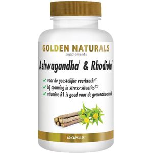 Golden Naturals - Ashwagandha & Rhodiola - 60 Vegacapsules