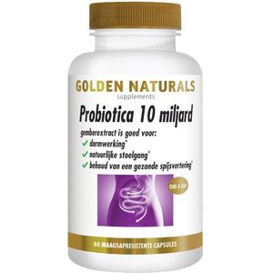 Golden Naturals - Probiotica 10 Miljard - 60 Vegacapsules - Maagsapresistent