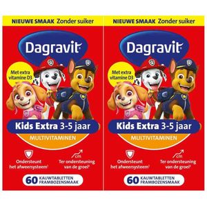 Dagravit - Multivitamine Kids Xtra - Frambozensmaak - 60 Kauwtabletten - Voor 3-5 Jaar