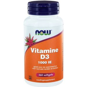 NOW - Vitamine D3 - Softgels - 1000 Ie - 360 stuks