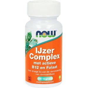 NOW - Ijzer Comp B12 Folaat - 100 Vegacapsules