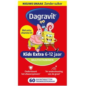 Dagravit - Multivitamine Kids Extra - Framboos - 60 Kauwtabletten - Voor Kinderen 6-12 Jaar