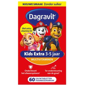 Dagravit - Multivitamine Kids Xtra - Frambozensmaak - 60 Kauwtabletten - Voor 3-5 Jaar