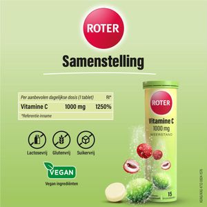 Roter - Vitamine C 1000 mg - Bruistabletten - Limoen-Lychee - 15 stuks