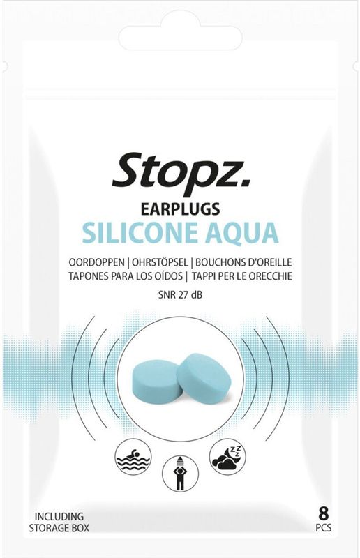 Stopz. - Silicone Aqua - Oordoppen - 2 x 8 stuks - Voordeelverpakking